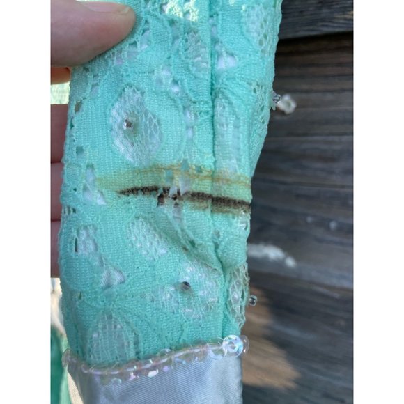 Vintage 1960 Lace Aqua Green Maxi Dress - Picture 10 of 14